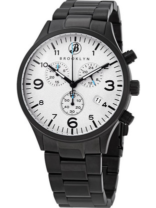 Brooklyn Watch Co. Bedford Brownstone II Ανδρικό Ρολόι Χρονογράφος με Μαύρο Μεταλλικό Μπρασελέ 308-GRY-1