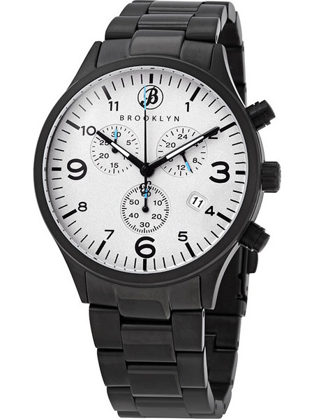 Brooklyn Watch Co. Bedford Brownstone II Ανδρικό Ρολόι Χρονογράφος με Μαύρο Μεταλλικό Μπρασελέ 308-GRY-1