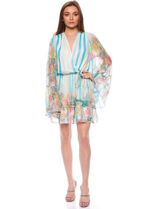 Rococo Lily Mini Φόρεμα για Γάμο / Βάπτιση Κρουαζέ Πολύχρωμο 1747-Off