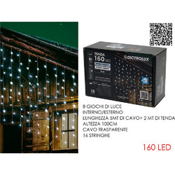 General 160 Χριστουγεννιάτικα Λαμπάκια LED σε Κουρτίνα Ψυχρά Λευκά 2m