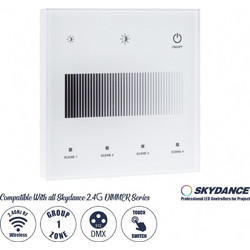 GloboStar 73150 T11-S SKYDANCE Ασύρματο DMX512 Επιτοίχιο Χειριστήριο RF 2.4Ghz 1 Group για όλα τα SKYDANCE DMX512 Controller AC 100-240V Max 0.1A - IP20 Μ8.5 x Μ8.5 x Π8.5 x Υ3.5cm