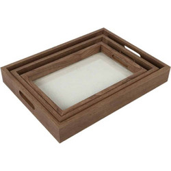Σετ 3τεμ. ΔΙΣΚΟΙ Με ΓΥΑΛΙ MDF 5053-WALNUT - Oriana Ferelli(R)