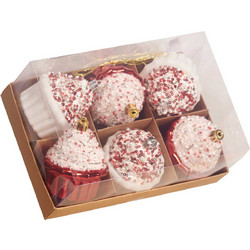 Χριστουγεννιάτικα Κρεμαστά Cupcake Σετ 6τμχ Κόκκινο-Λευκό (04.B-24116)