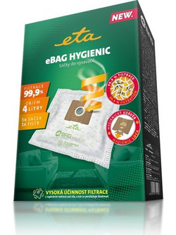 ETA eBAG Hygienic 9600 68010 Σακούλες Σκούπας 5τμχ Συμβατές με Σκούπα AEG / Dirt Devil / Delonghi / Electrolux / ETA / Hoover / Philips / Samsung / Singer / Severin / Taurus / Ufesa / Zanussi / Zelmer / Sencor