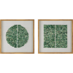 Artekko Mosaic Διακοσμητικός Πίνακας Πλαστικό Πέτρες Γυαλί Λευκό Πράσινο (60x60x3)cm Σετ/2
