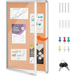 VEVOR 36"x24" Κλειστός Φελλός με Πλαίσιο Αλουμινίου - Πίνακας Ανακοινώσεων που κλειδώνει με Ακρυλική Πόρτα & 2 Κλειδιά - Βιτρίνα τοίχου Ανθεκτική στις καιρικές συνθήκες για σχολείο, σπίτι, γραφείο