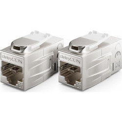 deleyCON μεταλλικός σύνδεσμος CAT 7 2x Υποδοχή RJ45 για Καλώδιο Patch RJ45 600 MHz 10 Gbps LAN DSL Ethernet 1τεμ. (MK6067)