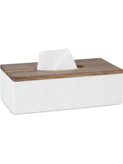 Andrea House - Θήκη Για Χαρτομάντηλα Polyresin Stripes Acacia Wood