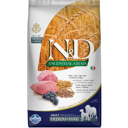 Farmina N&D Ancestral Grain Medium & Max Adult with Lamb, Spelt, Oats & Blueberry 2.5kg