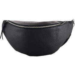 Ghetto Large Minimal Crossbody Everyday Waist Shoulder Bag Γυναικεία Τσάντα Χιαστί Δερμάτινη Μαύρη