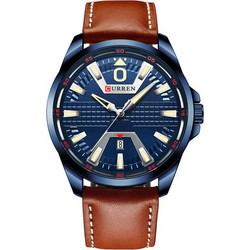 Curren Ανδρικό Ρολόι με Καφέ Δερμάτινο Λουράκι 8379 Brown/Blue