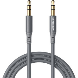 Techsuit - Premium Cable Adapter Soundflex (AC3) - 3.5mm To Jack, Hi-Fi Quality, Silica Gel - Gray