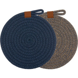 Ladelle Σούπλα 22cm Μπλε Στρογγυλά Nash από Βαμβάκι/Γιούτα -Σετ 2 Τεμαχίων