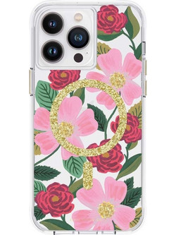 Rifle Paper Clear Magsafe - Case Decorated In Gold For Iphone 14 Pro Max (Rose Garden) - (RP049324)