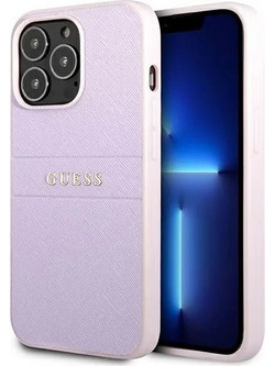 Guess Saffiano Hot Stamp Back Cover Purple (iPhone 13 Pro)