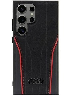 Audi Genuine Leather MagSafe S24 Ultra S928 black-red hardcase AU-TPUPCS24U-R8/D3-RD - (AUDI000151-0)
