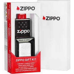 Zippo Σετ Δώρου με Αναπτήρα 200 Brushed Chrome & Ζιπέλαιο 125ml
