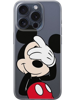 Disney Case Apple iPhone 15 Pro Mickey Partial Print Hiding Transparent