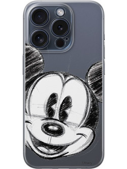 Disney Case Apple iPhone 15 Pro Mickey Partial Print Sketch Transparent