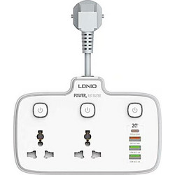 Πολύπριζο 2 Θέσεων με 3 USB-A, 1 USB-C και Διακόπτη Ldnio SC2413 (EU)
