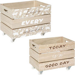 Plastona Σετ Κασπώ Ξύλινο Λευκό 33x22x23.5cm / 39x26x27.5cm 2τμχ