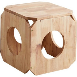 Σπιτάκι γάτας- σκαμπό Nextdeco Natural μασίφ ξύλο 40x40x40εκ