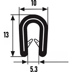 Λάστιχο φιλέτο καρφωτό μαύρο 10x13mm 1m
