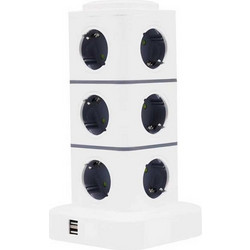 Κάθετο πολύπριζο 12 θέσεων - Σούκο - 2USB - 3m - RC-G12P - 012135