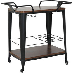 RELIX Trolley Bar-Pro Μέταλλο Βαφή Μαύρο, MDF Απόχρωση Καρυδί - Woodwell