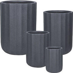 MarHome Σετ Κασπώ Fiberclay Μαύρο Φ28x39.5 / Φ35x50.5 / Φ43.5x62 / Φ54x76.5cm 4 τμχ