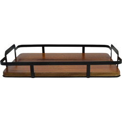Δίσκος Σερβιρίσματος 841530 35,5x23,5x6cm Brown-Black Ankor Μέταλλο,Ξύλο