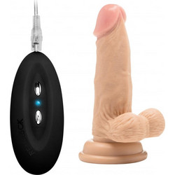 Shots Realrock Silicone Vibrator with Balls Ρεαλιστικός Δονητής για Ζευγάρια με Τηλεχειριστήριο 15cm Flesh