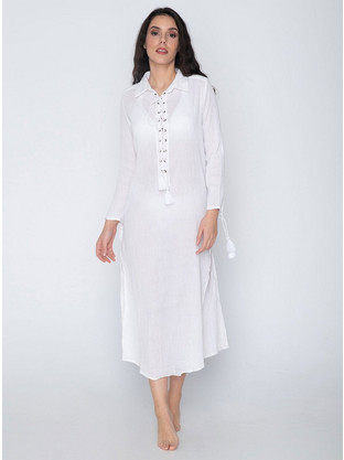 Luna Mia Midi Καθημερινό Φόρεμα Λευκό 93912