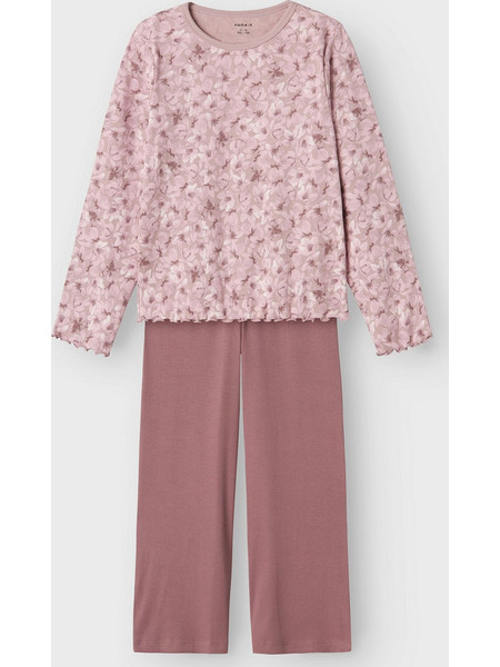 Παιδική πιτζάμα NKFNIGHTSET MAUVE FLOWER LOOSE RIB NOOS 13231045