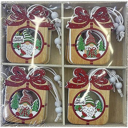 XmasFest Χριστουγεννιάτικα Ξύλινα Στολίδια Δώρα Σετ 12Τμχ - 93-3140