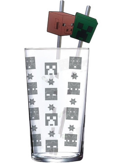 MINECRAFT - Set of Premium XXL Glass 16oz + Twin Metal Straw