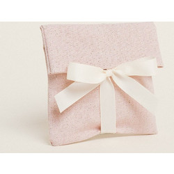 524093 BEAUTY HOME ΠΟΥΓΚΙ ΜΕ ΚΟΡΔΕΛΑ 12 X 17 CM ΡΟΖ ΧΡΥΣΟ LUREX