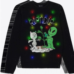 RIPNDIP Men Alien Nerm Christmas Light Up Knit Sweater - BLACK - RNDHOL25113