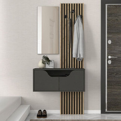 Έπιπλο εισόδου Naro Megapap χρώμα ανθρακί - sepet oak 90x35x204,2εκ