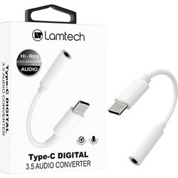 LAMTECH TYPE-C ADAPTER CABLE AUDIO JACK 3,5MM WHITE