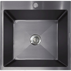 Sanitec Vision 5050 Ένθετος Νεροχύτης Inox Μαύρος 50x50cm