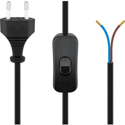 POWERTECH καλώδιο τροφοδοσίας CAB-P033 με διακόπτη, 0.75mm 1.5m, μαύρο