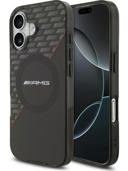 Mercedes-Benz AMG Double Layer Transparent Rhombs MagSafe Θήκη Black / Red (iPhone 17)