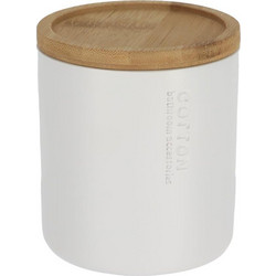 Δοχείο polyresin λευκό με καπάκι bamboo - Plastona