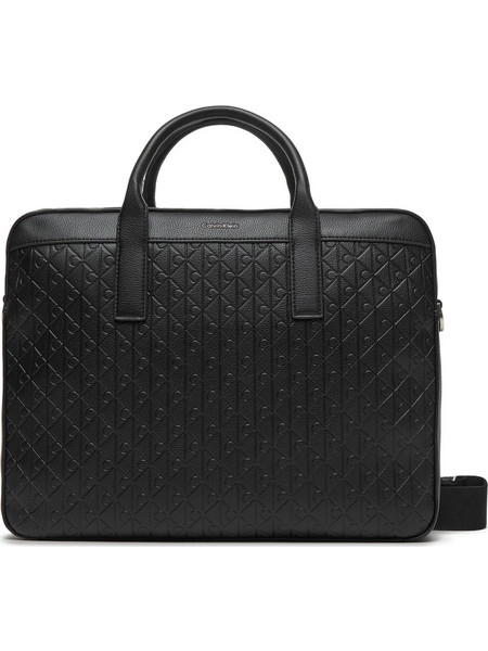 Calvin Klein Ανδρική Μεγάλη Τσάντα Laptop Emblem Emboss Commuter Μαύρη