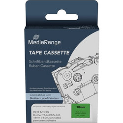 Mediarange MRBTZ741 Ετικέτες Γενικής Χρήσης για Brother TZ-741/TZe-741 18mm, 8m, Laminated and Permanent Adhesive, Black on Green