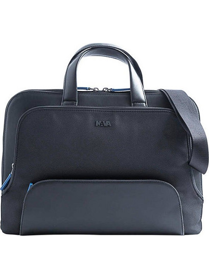 NAVA Briefcase slim 2 comp with removable strap Black LO019N