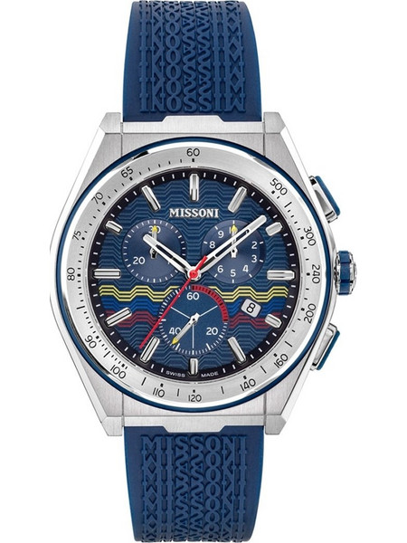 Missoni M331 Ανδρικό Ρολόι Χρονογράφος με Ασημί Μπλε Καουτσούκ Λουράκι MWY400120