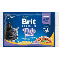 Brit Premium By Nature Fish Plate with Cod Fish, Salmon & Trout in Gravy 4x100gr