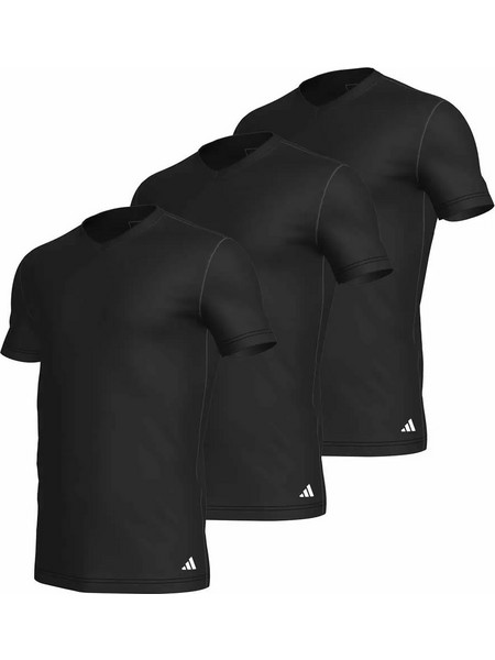 Ανδρικό T-shirt Adidas - Μαύρο - Logo - 3 pack - Regular Fit - Cotton - V-Neck